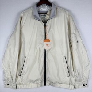 NEW Tommy Bahama Monterey Jacket Mens L Bleached Sand Zip Up Windbreaker Golf